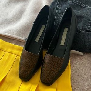 animalprint leather flat loafers